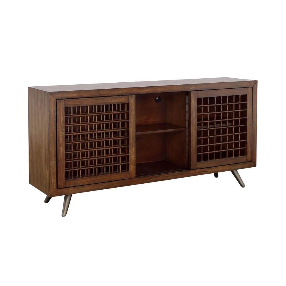 Brown Wood Credenza with Sliding Doors F2197