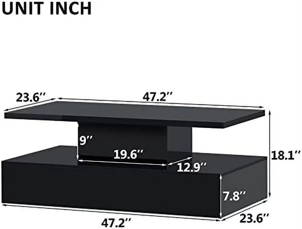 Modern High Glossy LED Coffee Table with 16 Colors Lights D554