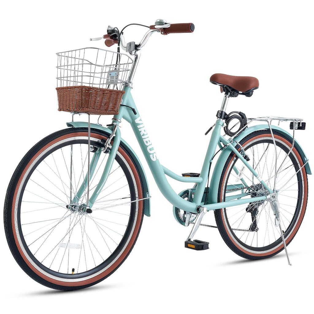 26 Inch 7 Speed Cruiser Bicycle with Basket U263698