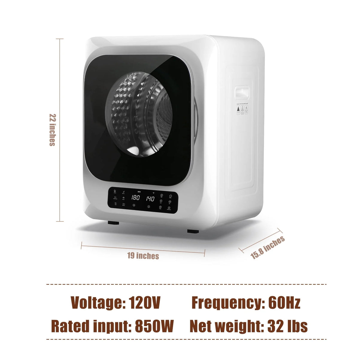 850W 1.6 Cu.ft. Electric Portable Dryer T6108
