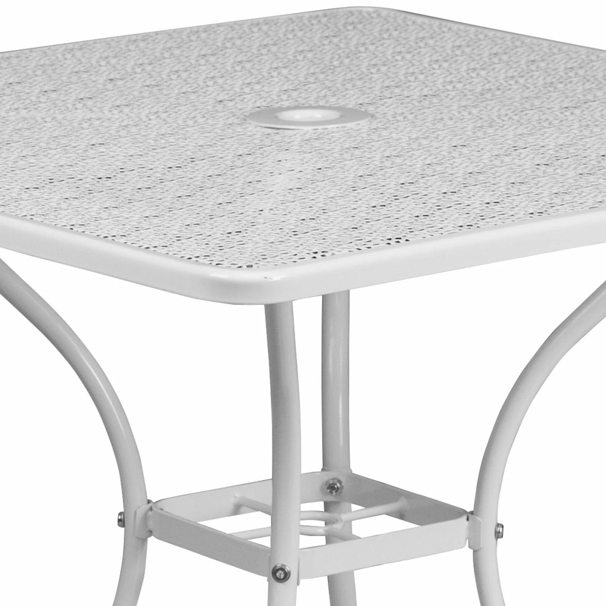 Square Black Steel Patio Table with Umbrella Hole E444027