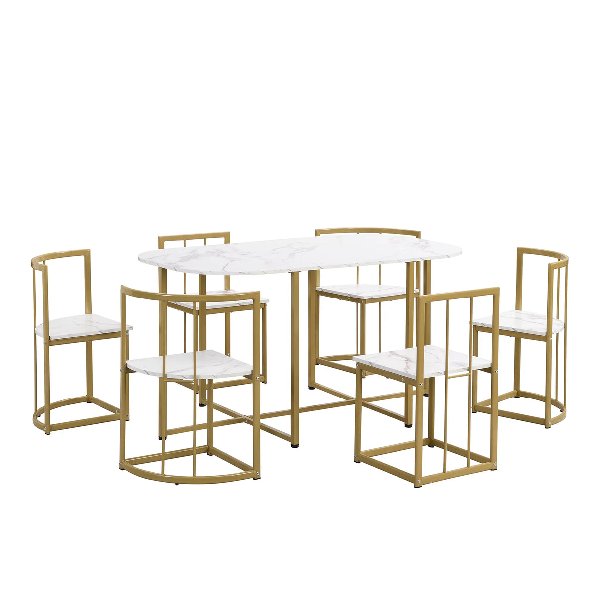 7-Piece Faux Marble Dining Table Set P377790