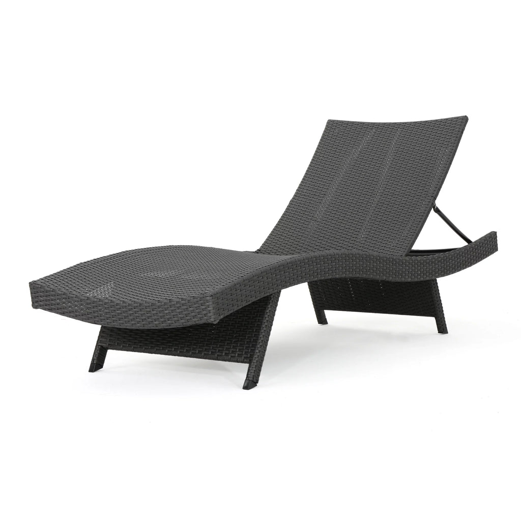 Grey Wicker Adjustable Chaise Lounge Set of 2 Y904