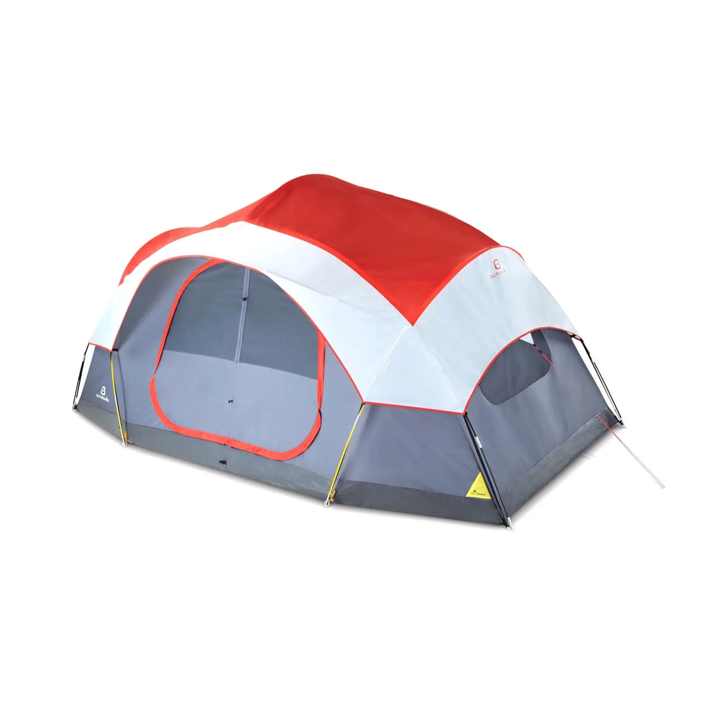8 Person 3 Season Dome Tent with Room Divider and Rainfly, Red N710126