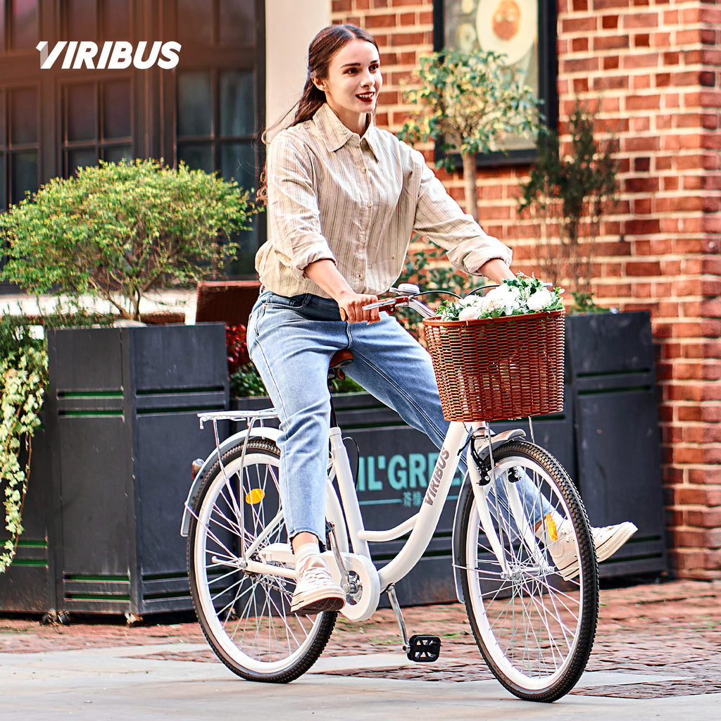 White 26 Inch Carbon Steel Hybrid Bike P539