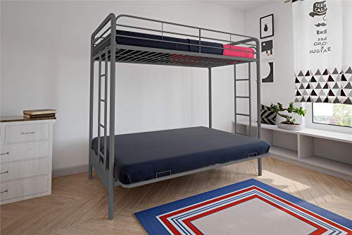 Black Twin-Over-Futon Convertible Couch and Bed with Metal Frame I106