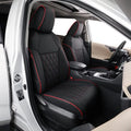 Waterproof Leather Car Seat Covers Full Set Black with Red Piping B50696