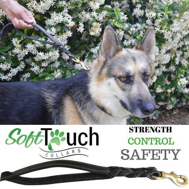6 Foot Braided Leather Dog Leash with Traffic Handle S4393