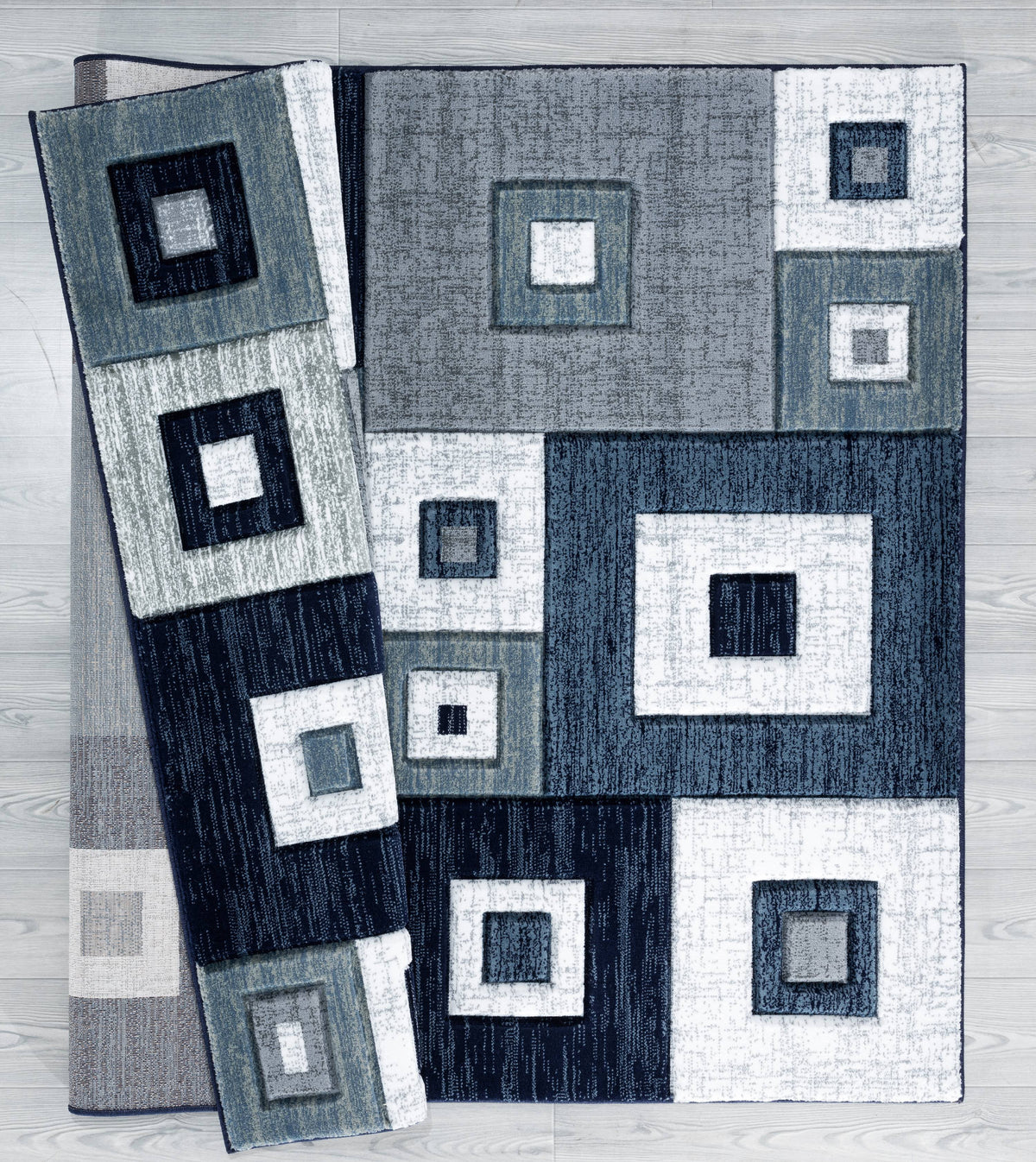 Navy Modern Geometric Accent Rug Y405852