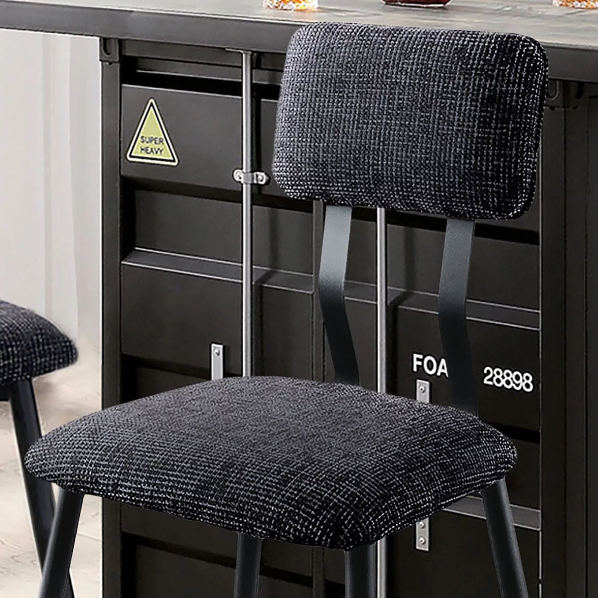 Industrial Black Bar Height Chairs Set of 2 B312