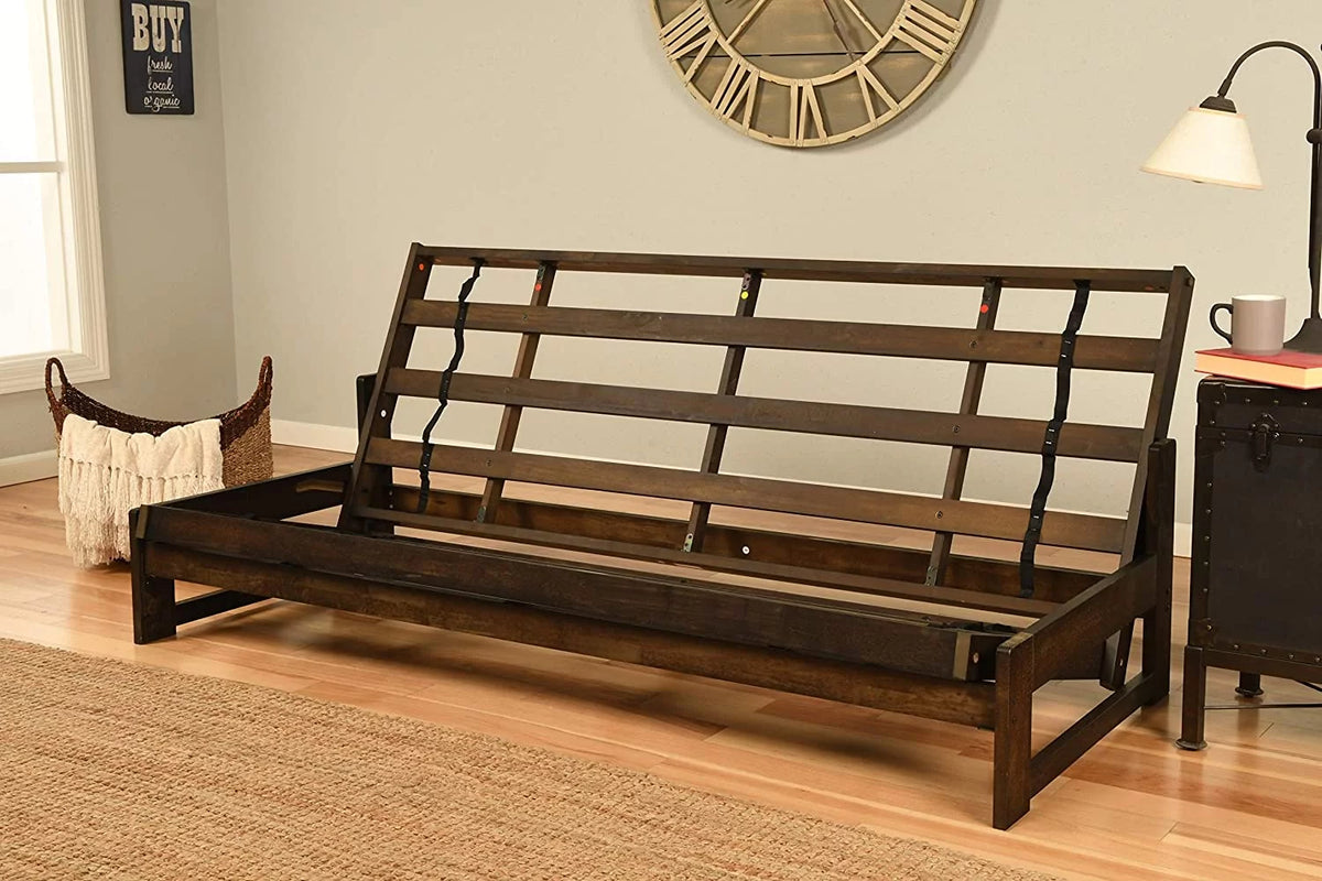 Mocha Full Size Futon Frame with Mattress N847