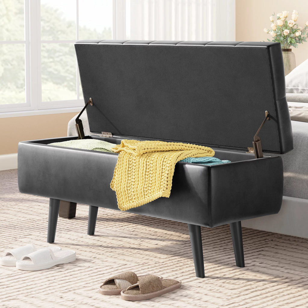 Faux Leather Storage Ottoman Bench G128