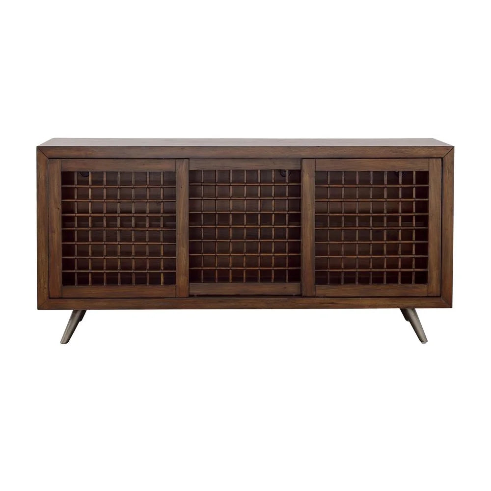 Brown Wood Credenza with Sliding Doors F2197