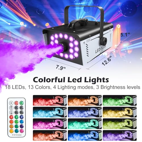 1200W Fog Machine with 18 LED Lights and Remote K970111