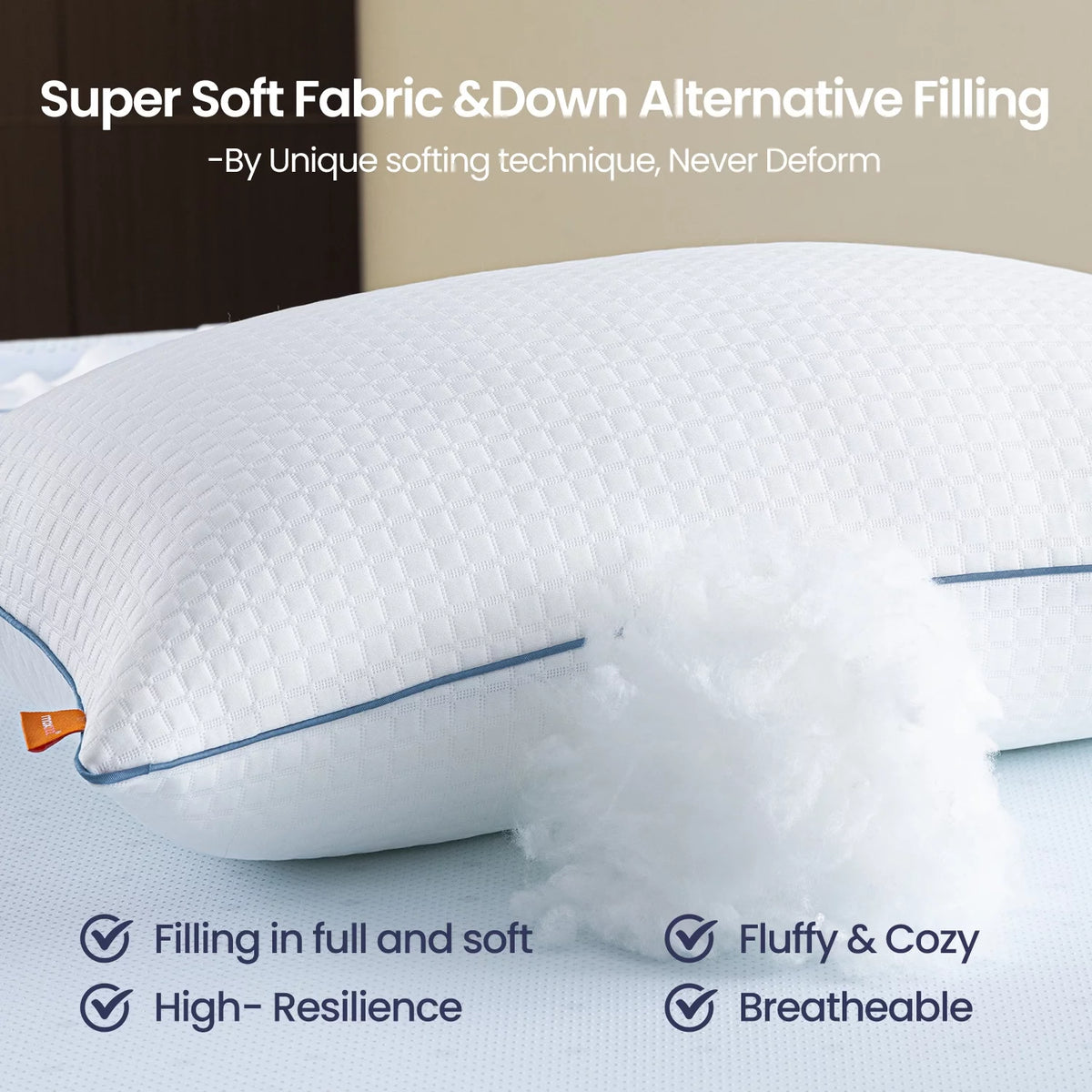 2 Pack Down Alternative Pillows with Removable Cover A49310