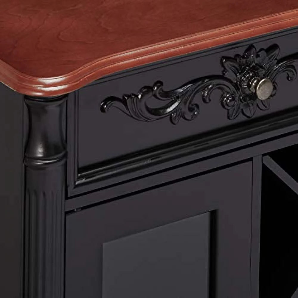 Black Walnut Buffet Server Wine Cabinet Console Table N32846
