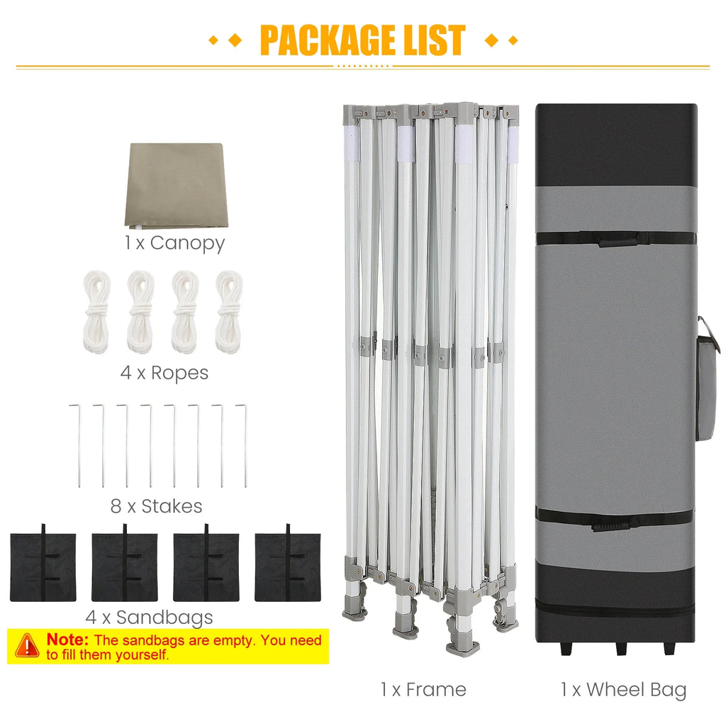 10x20 Pop up Canopy Tent Heavy Duty Waterproof UV 50+ Khaki B527