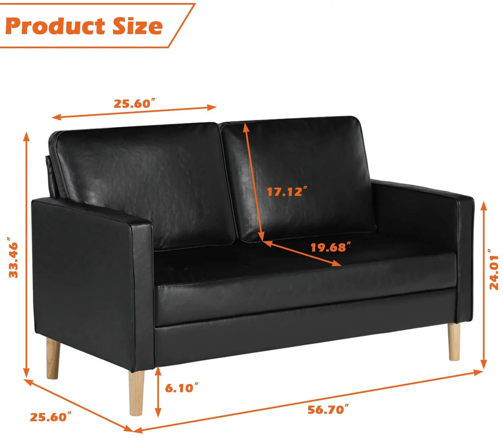 Mid-Century Faux Leather Loveseat Sofa O20020
