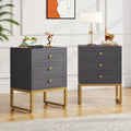 White Set of 2 3 Drawer Nightstand X63744