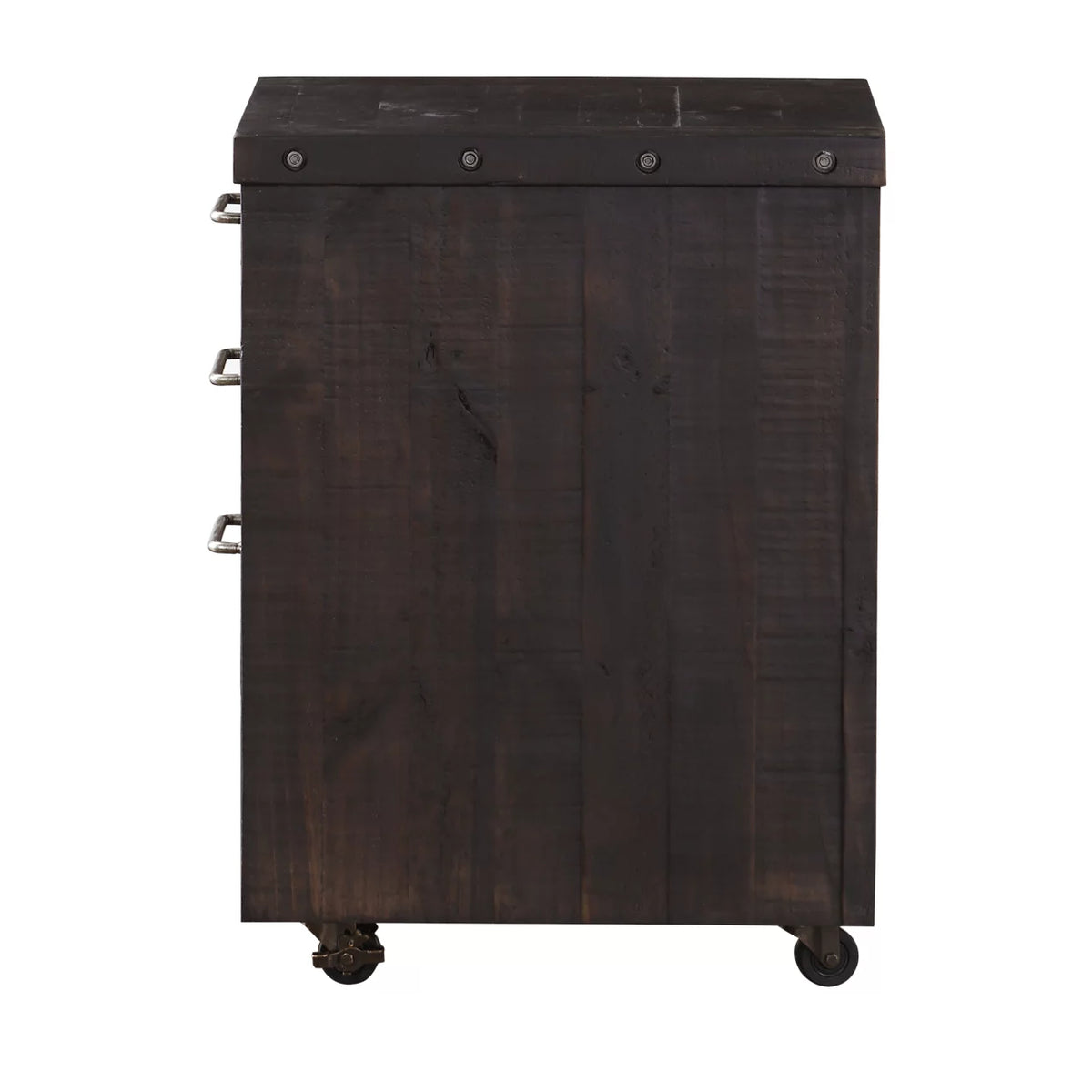 Cafe Brown Solid Pine Wood File Cabinet with Rolling Casters S821