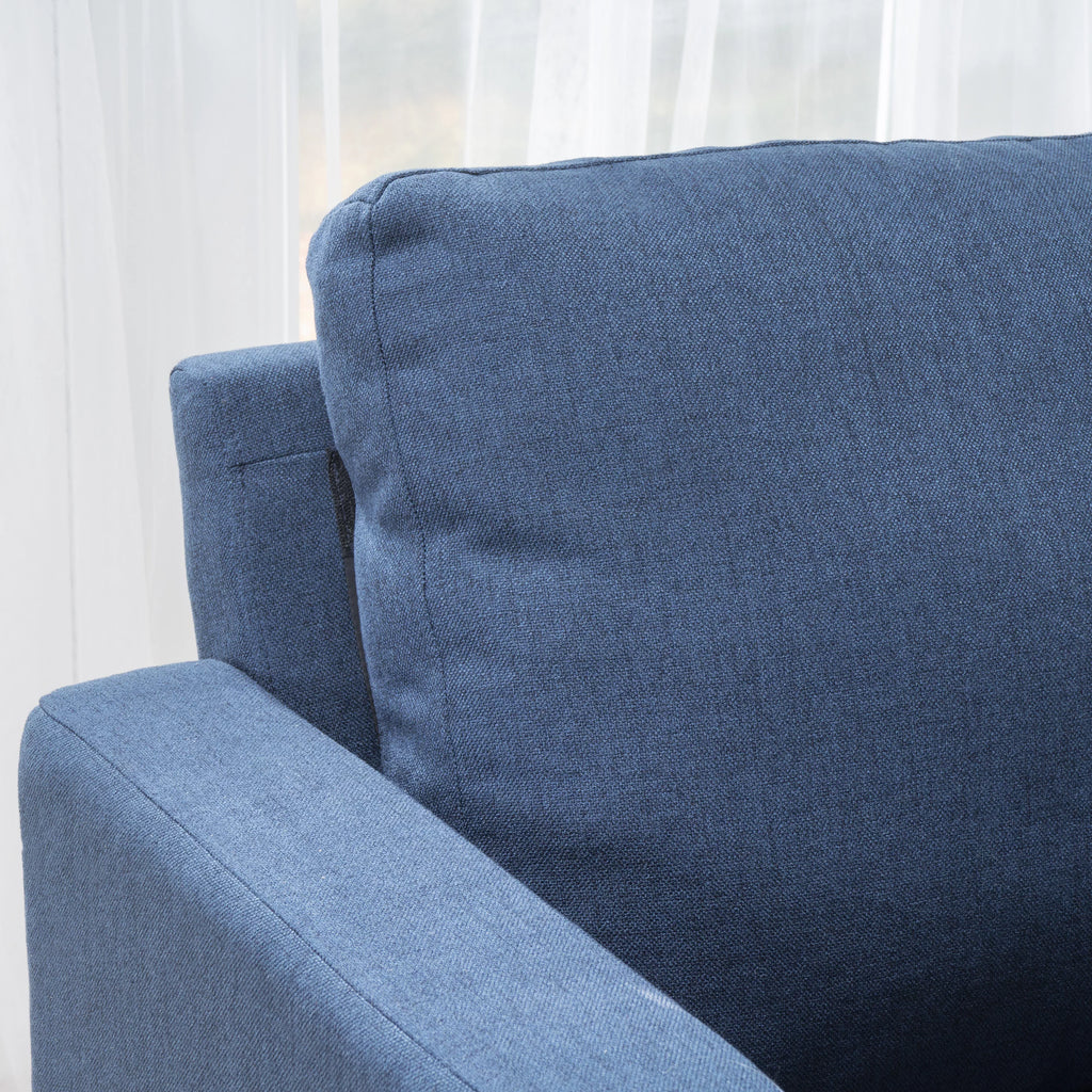 7 Piece Dark Blue Fabric Sectional Couch S506