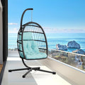 Egg Chair with Stand Rattan Wicker Hanging Swing Hammock Chair 350LBS Capacity X9995