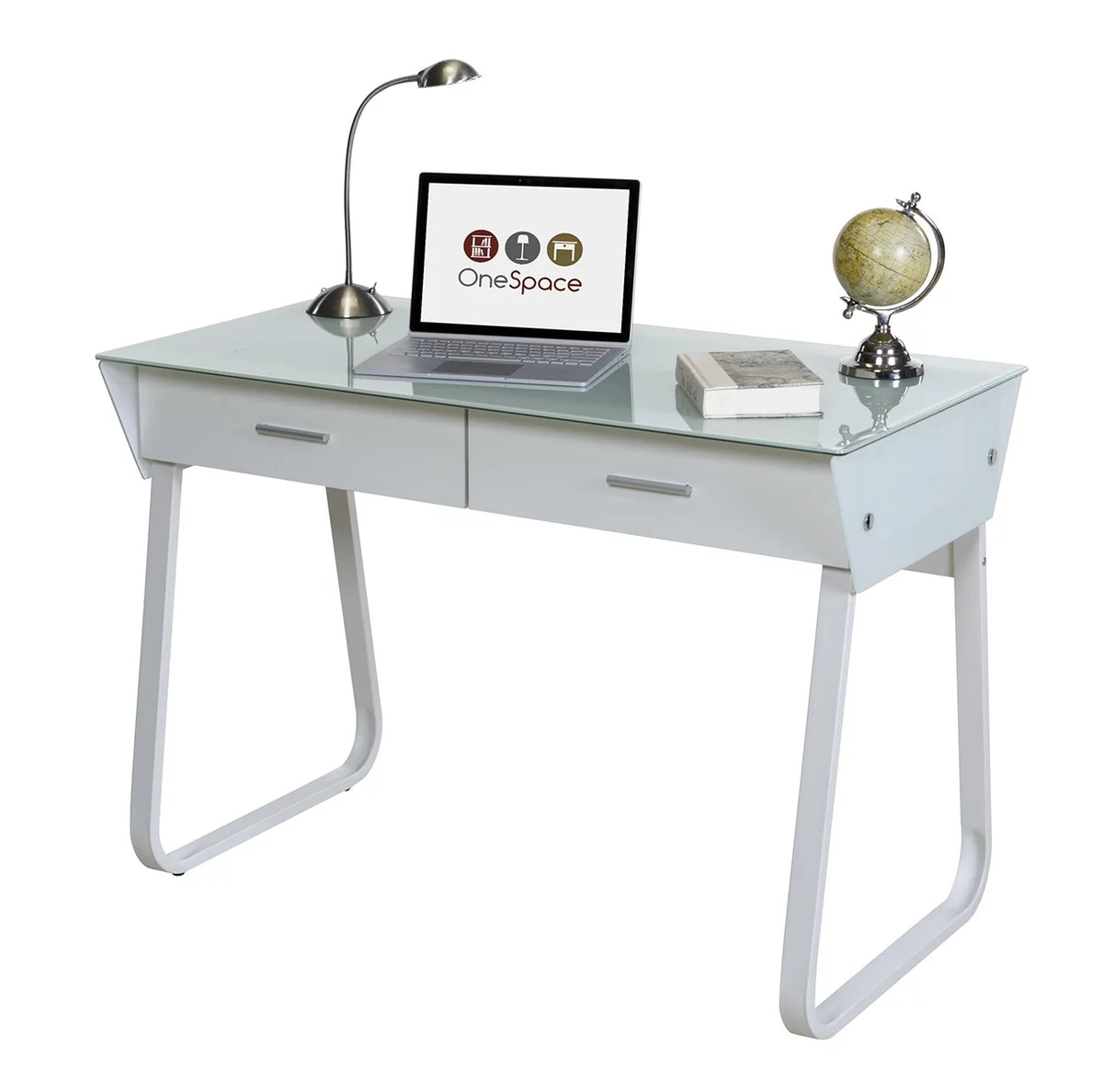 Glass Computer Desk with Drawers W406036