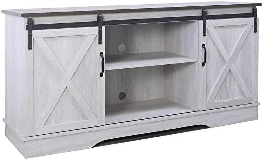 TV Stand Cabinet with Sliding Barn Doors and Adjustable Shelves O22011