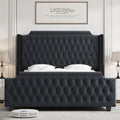 Queen Size Velvet Button Tufted Upholstered Bed with Headboard and Footboard P278