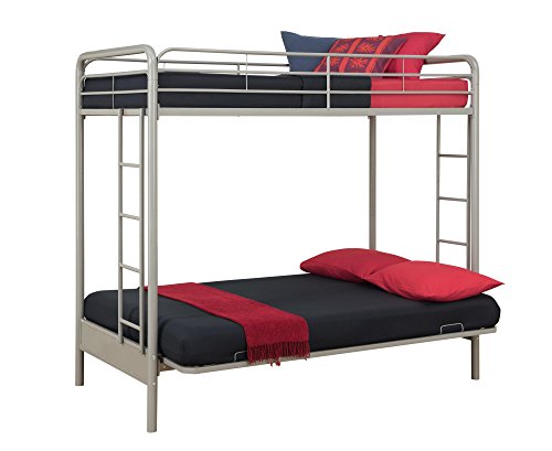 Black Twin-Over-Futon Convertible Couch and Bed with Metal Frame I106