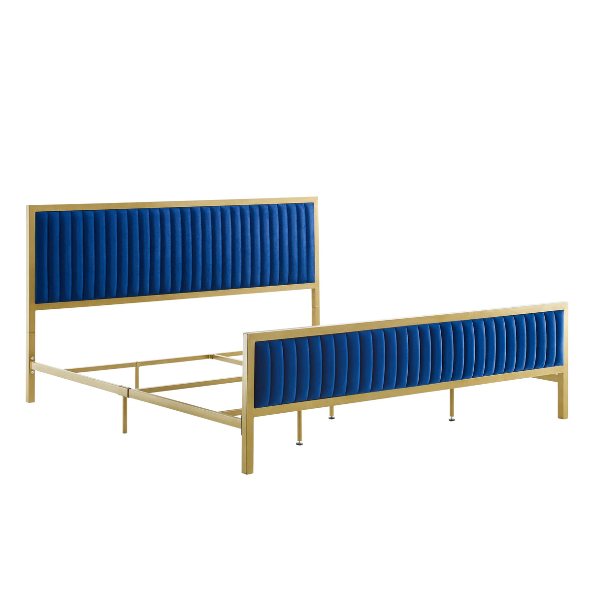 Velvet Platform Bed Blue King N4815