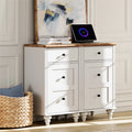 White and Oak 2 Drawer Nightstand with Open Shelf T157301
