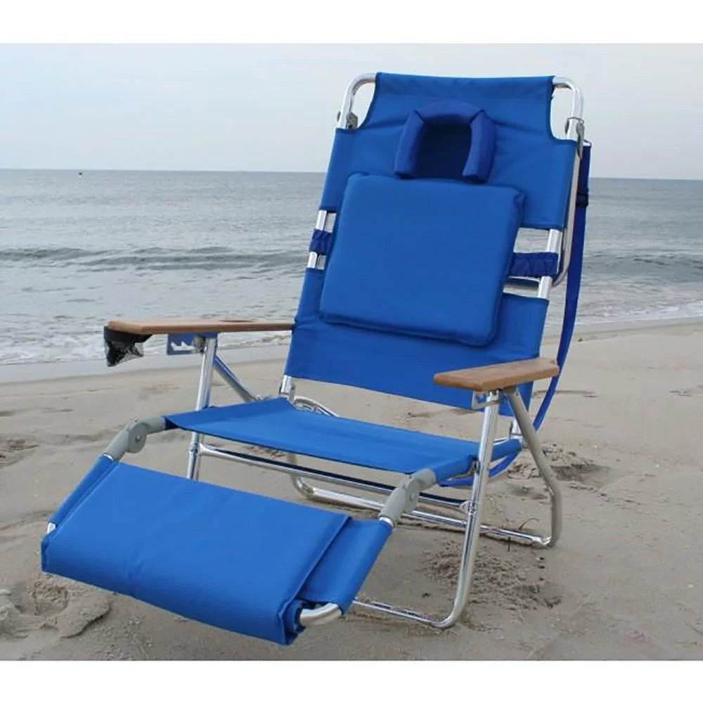 Blue Padded Outdoor Lounge Reclining Beach Chair 2 Pack R4874