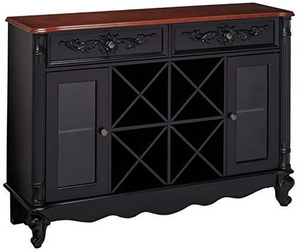 Black Walnut Buffet Server Wine Cabinet Console Table N32846