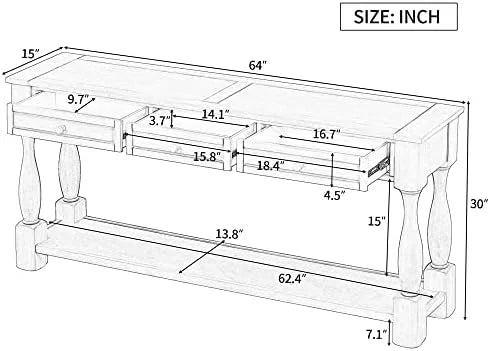 63" Long Console Table with Drawers Navy Blue N266918