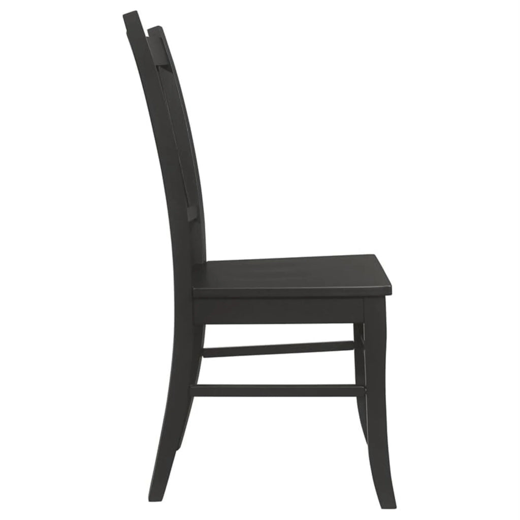 Wood Slat Back Dining Side Chair in Matte Black D990
