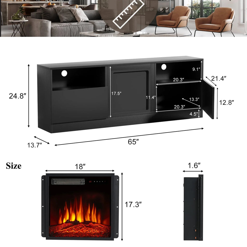 65 Fireplace TV Stand with Electric Fireplace J477094