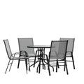 5-Piece Steel Glass Patio Table and Chair Set M53693