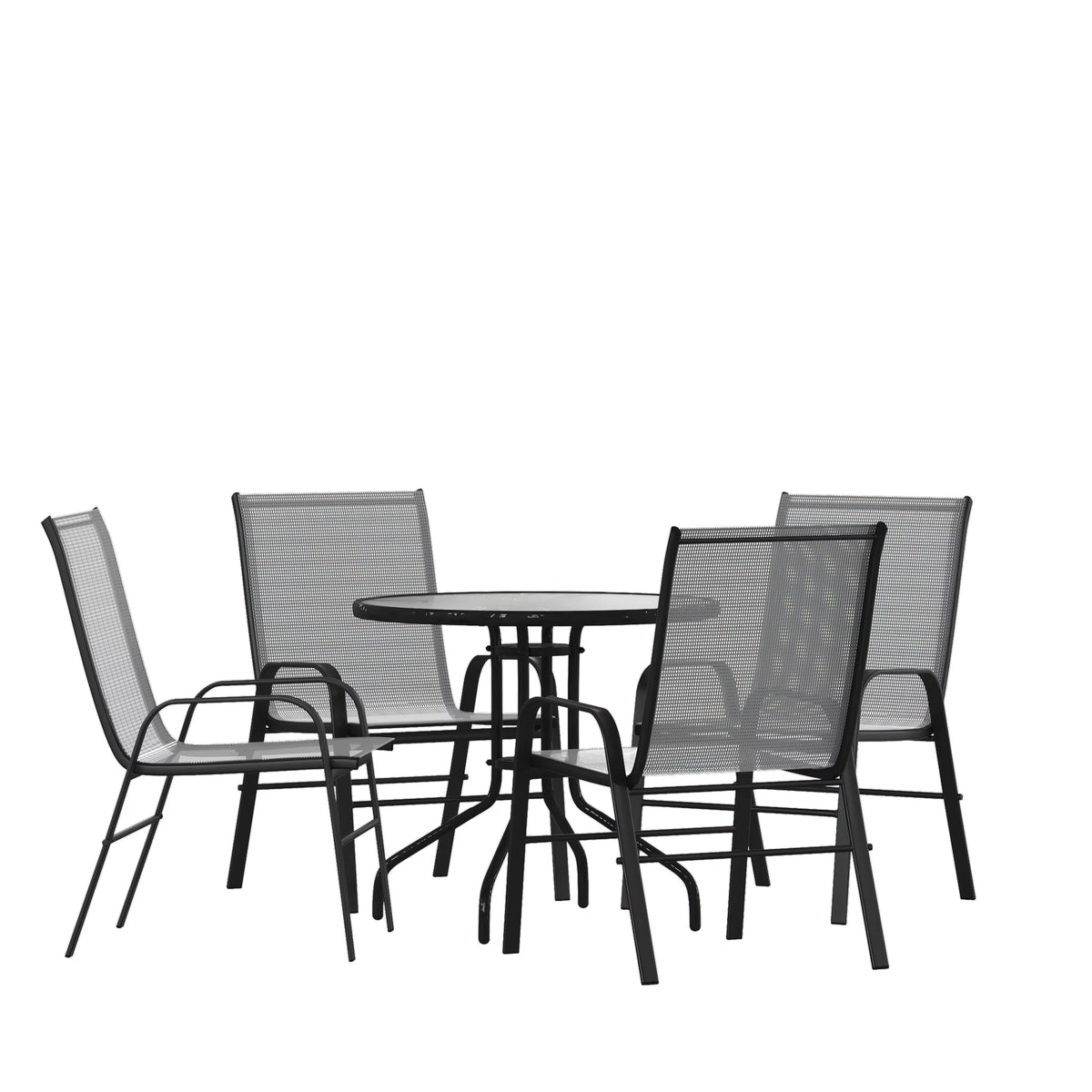 5-Piece Steel Glass Patio Table and Chair Set M53693