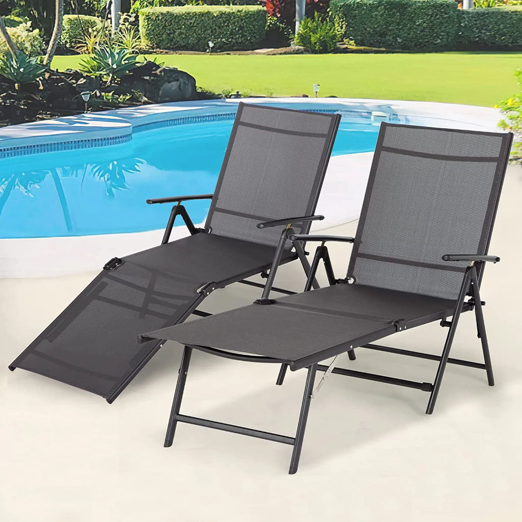 Gray Set of 2 Textile Outdoor Chaise Lounge R382699