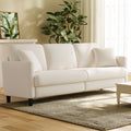 Off-White Velvet 3 Seater Sofa with 2 Pillows L868753