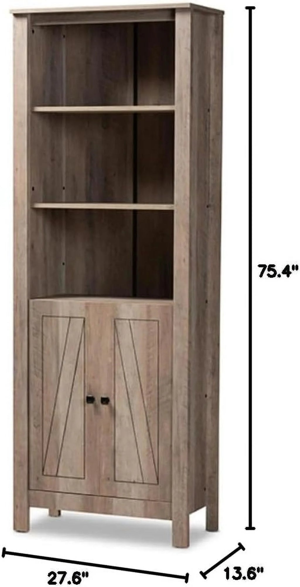 Natural Oak Finished Wood 2-Door Bookcase Q442