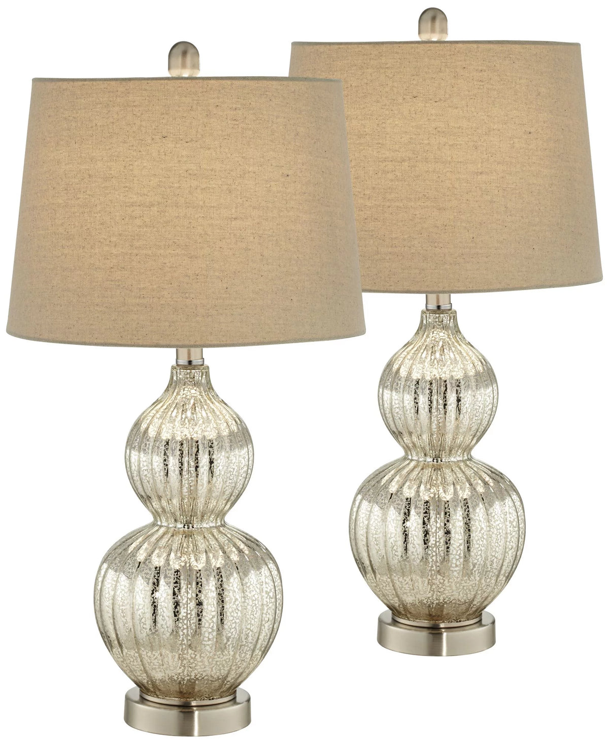 25" High Set of 2 Fluted Mercury Glass Table Lamps A1625