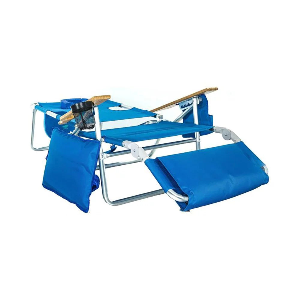 Blue Padded Outdoor Lounge Reclining Beach Chair 2 Pack R4874