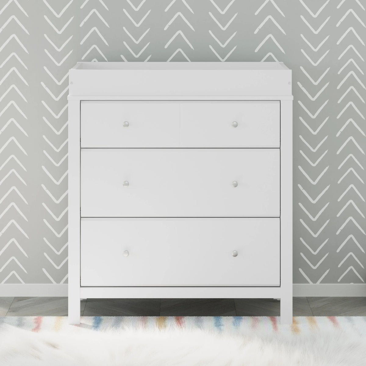 White 3 Drawer Changing Dresser G425