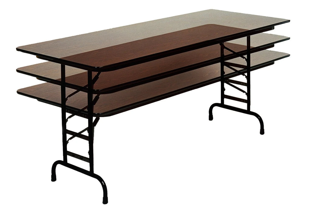 Adjustable Height Folding Table, Walnut Q6967