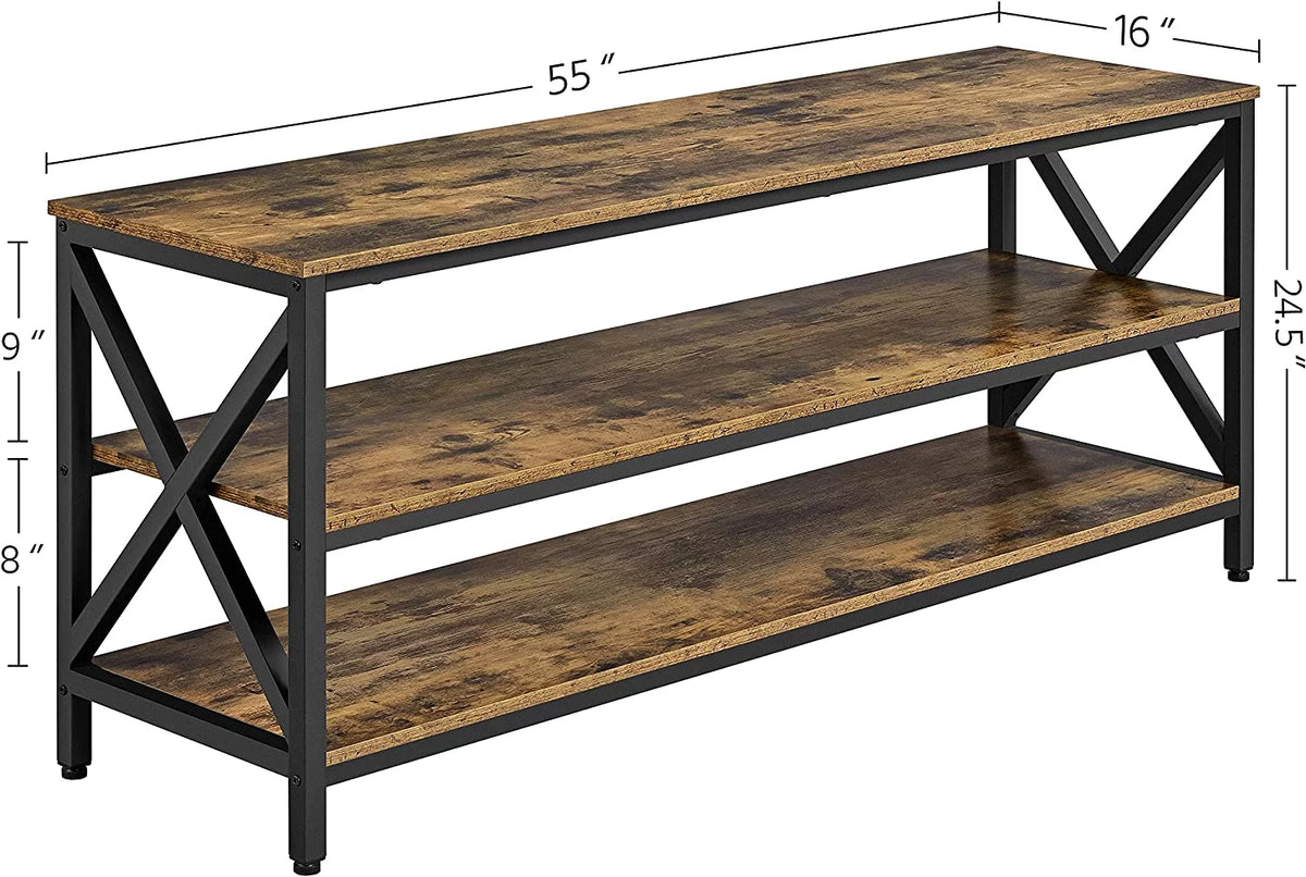 Rustic Brown 63 Inch 3 Tiers TV Stand T13147