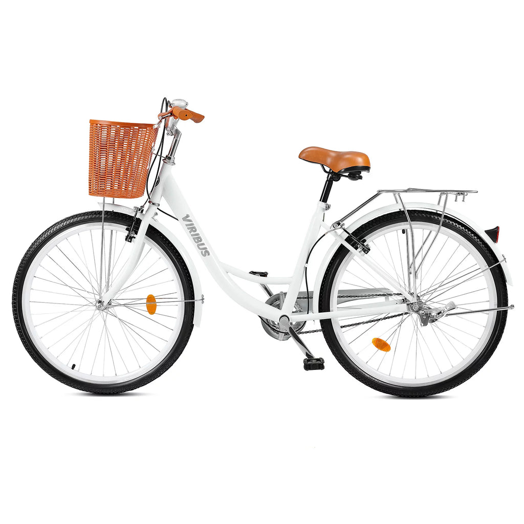 White 26 Inch Carbon Steel Hybrid Bike P539