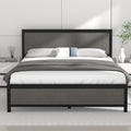 Twin Bed Frame with Upholstered Linen Headboard and Footboard L13561