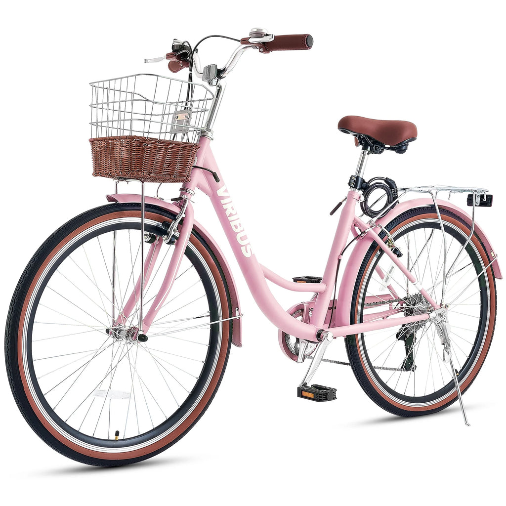 26 Inch 7 Speed Cruiser Bicycle with Basket U263698